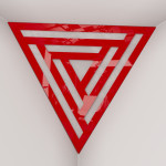Corner Bass Trap «Triangle Sci-fi Fabric» Red Plastic