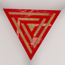 Corner Bass Trap «Triangle Sci-fi Fabric» Red Plastic