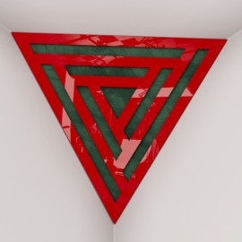 Corner Bass Trap «Triangle Sci-fi Fabric» Red Plastic