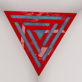Corner Bass Trap «Triangle Sci-fi Fabric» Red Plastic