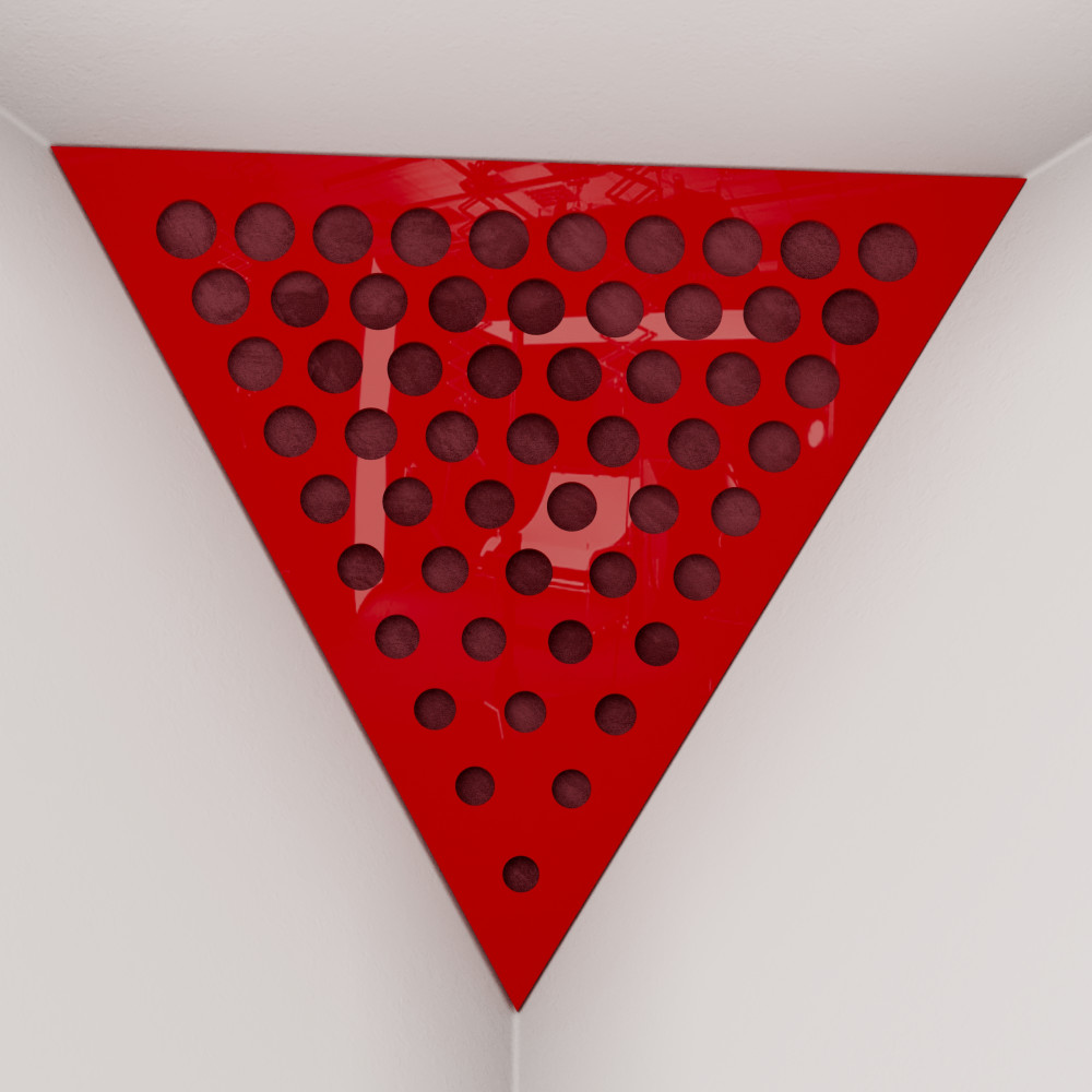 Corner Bass Trap «Triangle Rounds Fabric» Red Plastic