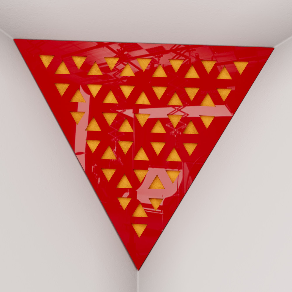 Corner Bass Trap «Triangle Tri Fabric» Red Plastic