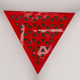 Corner Bass Trap «Triangle Tri Fabric» Red Plastic