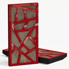 Narrow Acoustic Panel "Skyross-F Fabric" Red Gloss
