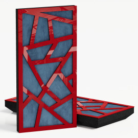 Narrow Acoustic Panel "Skyross-F Fabric" Red Gloss