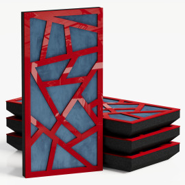 Narrow Acoustic Panel "Skyross-F Fabric" Red Gloss