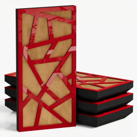 Narrow Acoustic Panel "Skyross-F Fabric" Red Gloss