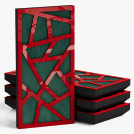 Narrow Acoustic Panel "Skyross-F Fabric" Red Gloss
