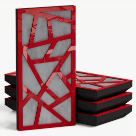 Narrow Acoustic Panel "Skyross-F Fabric" Red Gloss