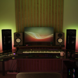 Acoustic Mobile Wall RGB Desk Stand with Bass Traps PULSE-mini