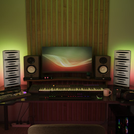 Acoustic Mobile Wall RGB Desk Stand with Bass Traps PULSE-mini