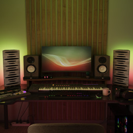 Acoustic Mobile Wall RGB Desk Stand with Bass Traps PULSE-mini