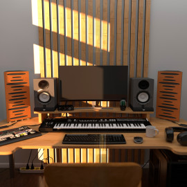 Acoustic Mobile Wall RGB Desk Stand with Bass Traps PULSE-mini