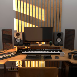 Acoustic Mobile Wall RGB Desk Stand with Bass Traps PULSE-mini