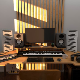 Acoustic Mobile Wall RGB Desk Stand with Bass Traps PULSE-mini