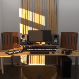 Acoustic RGB Mobile Wall Desk Stand with Bass Traps Pulse
