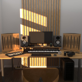 Acoustic RGB Mobile Wall Desk Stand with Bass Traps Pulse