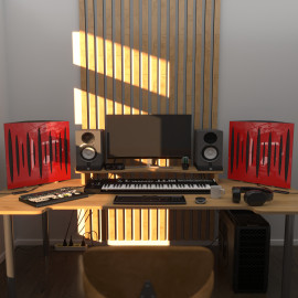 Acoustic RGB Mobile Wall Desk Stand with Bass Traps Pulse