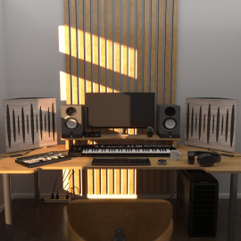 Acoustic RGB Mobile Wall Desk Stand with Bass Traps Pulse