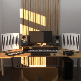 Acoustic RGB Mobile Wall Desk Stand with Bass Traps Pulse