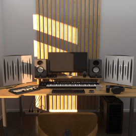 Acoustic RGB Mobile Wall Desk Stand with Bass Traps Pulse