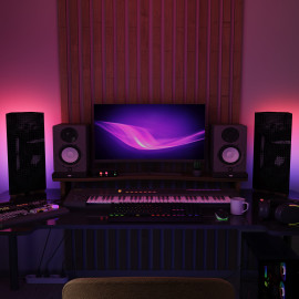 Acoustic RGB Mobile Wall Desk Stand with Bass Traps REBAT