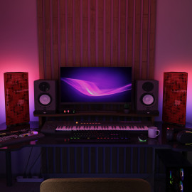 Acoustic RGB Mobile Wall Desk Stand with Bass Traps REBAT