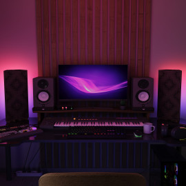 Acoustic RGB Mobile Wall Desk Stand with Bass Traps REBAT