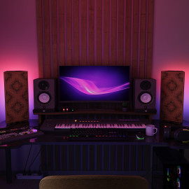 Acoustic RGB Mobile Wall Desk Stand with Bass Traps REBAT