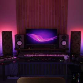 Acoustic RGB Mobile Wall Desk Stand with Bass Traps REBAT