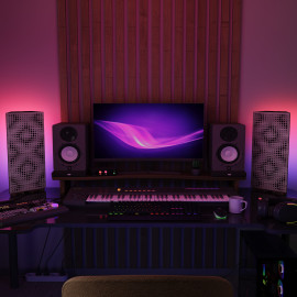 Acoustic RGB Mobile Wall Desk Stand with Bass Traps REBAT