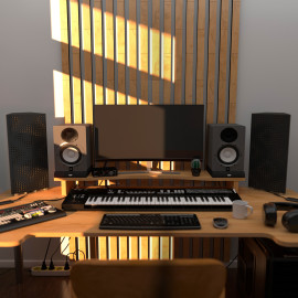 Acoustic RGB Mobile Wall Desk Stand with Bass Traps REBAT