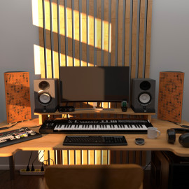 Acoustic RGB Mobile Wall Desk Stand with Bass Traps REBAT