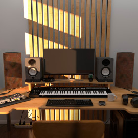 Acoustic RGB Mobile Wall Desk Stand with Bass Traps REBAT