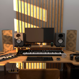 Acoustic RGB Mobile Wall Desk Stand with Bass Traps REBAT