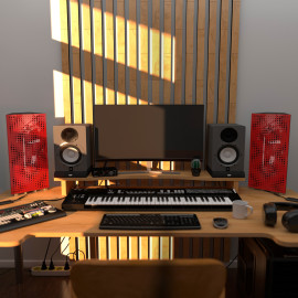 Acoustic RGB Mobile Wall Desk Stand with Bass Traps REBAT