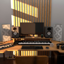 Acoustic RGB Mobile Wall Desk Stand with Bass Traps REBAT