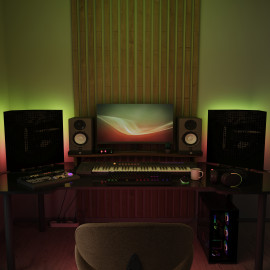 Acoustic Mobile Wall RGB Desk Stand with Bass Traps UNIVERSE