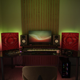 Acoustic Mobile Wall RGB Desk Stand with Bass Traps UNIVERSE