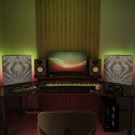 Acoustic Mobile Wall RGB Desk Stand with Bass Traps UNIVERSE