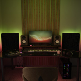 Acoustic Mobile Wall RGB Desk Stand with Bass Traps UNIVERSE