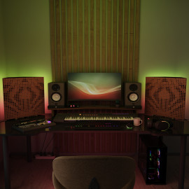 Acoustic Mobile Wall RGB Desk Stand with Bass Traps UNIVERSE