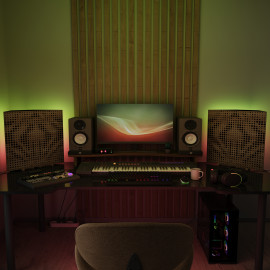 Acoustic Mobile Wall RGB Desk Stand with Bass Traps UNIVERSE