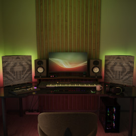 Acoustic Mobile Wall RGB Desk Stand with Bass Traps UNIVERSE