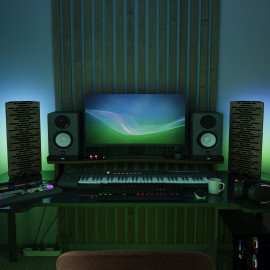 Acoustic RGB Mobile Wall Desk Stand with Bass Traps WAVE-mini