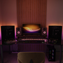 Acoustic RGB Mobile Wall Desk Stand with Bass Traps WAVE