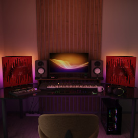 Acoustic RGB Mobile Wall Desk Stand with Bass Traps WAVE