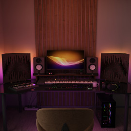 Acoustic RGB Mobile Wall Desk Stand with Bass Traps WAVE