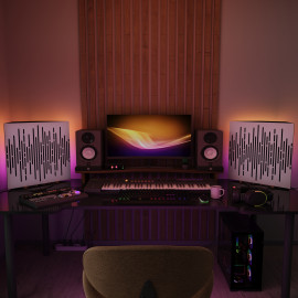 Acoustic RGB Mobile Wall Desk Stand with Bass Traps WAVE