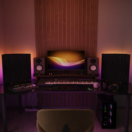 Acoustic RGB Mobile Wall Desk Stand with Bass Traps WAVE